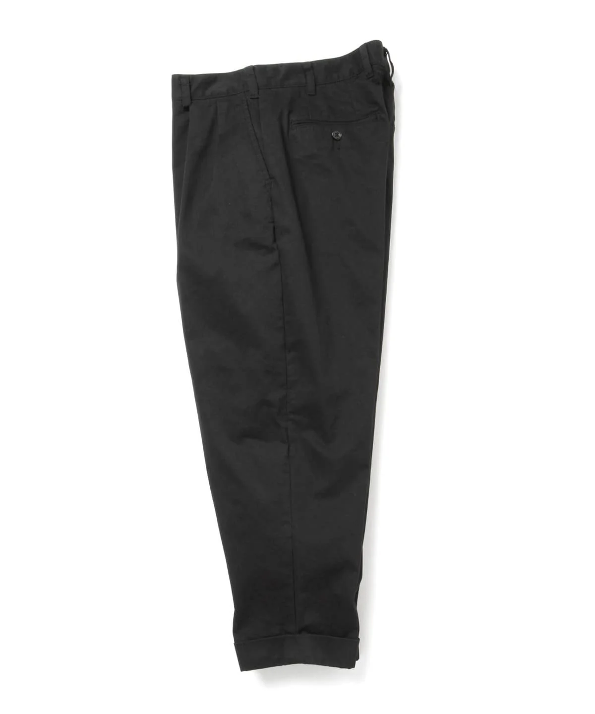 2 Pleats Tapered Twill Trousers - Black - Image 3
