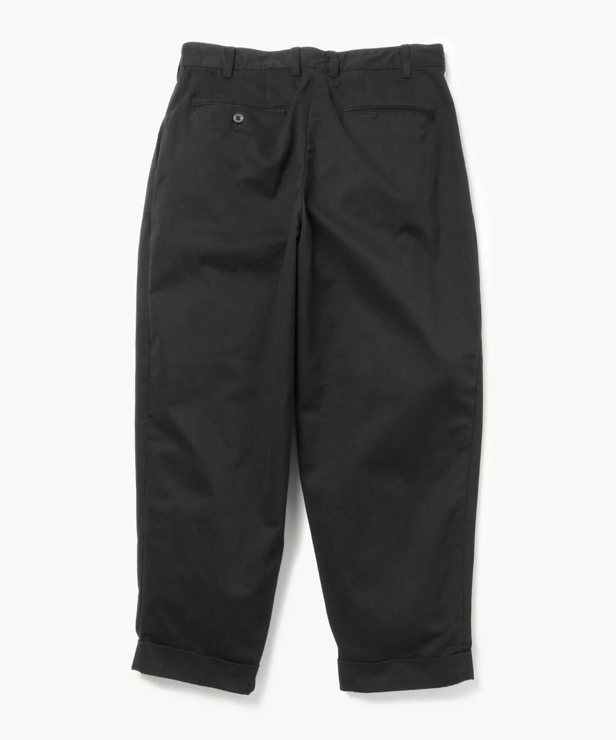 2 Pleats Tapered Twill Trousers - Black - Image 6