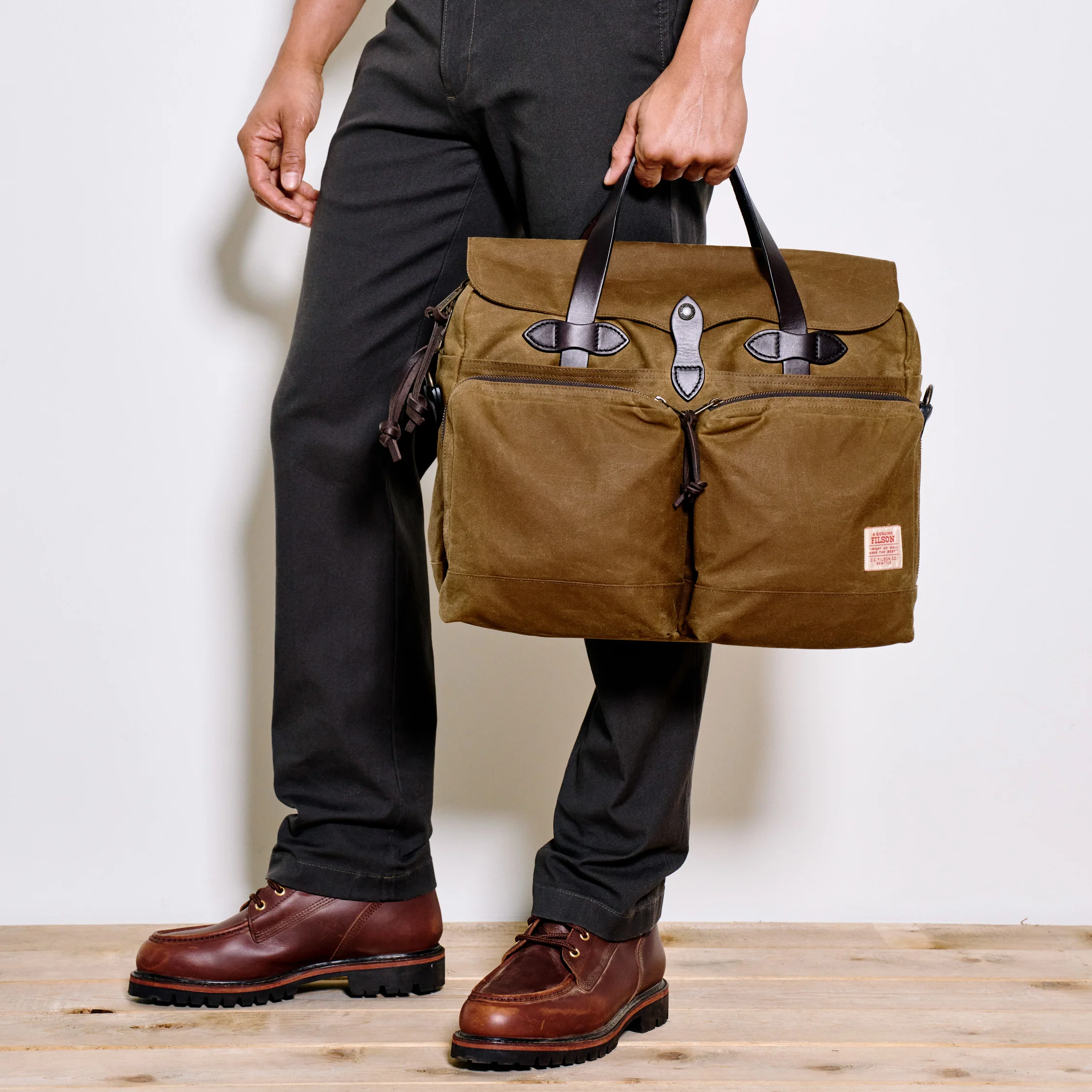 24 Hour Tin Cloth Briefcase - Dark Tan - Image 6