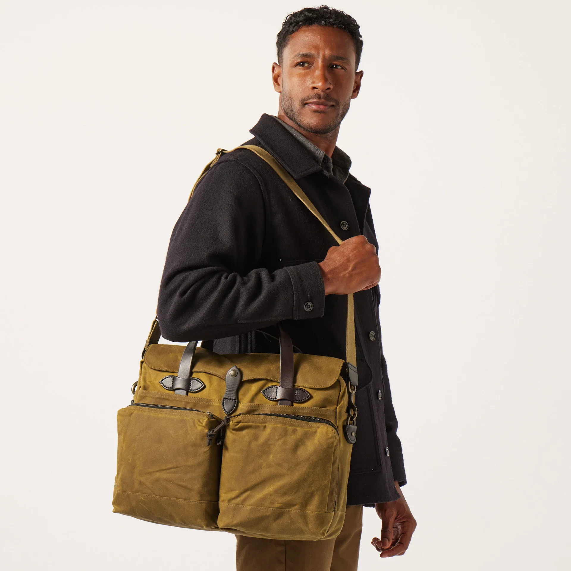 24 Hour Tin Cloth Briefcase - Dark Tan - Image 8