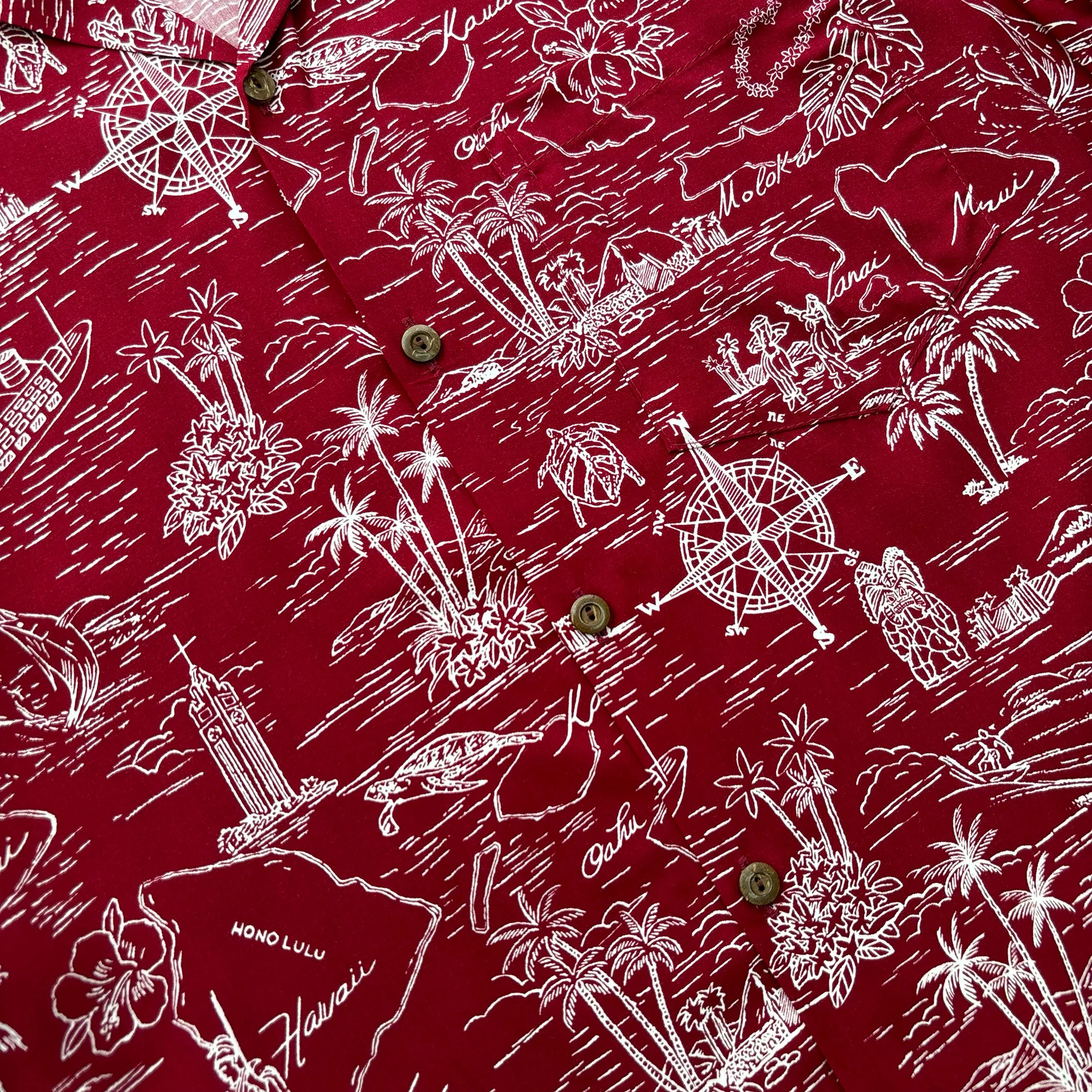 Classic Aloha Shirt - Journey To Hawaii Burgundy - Image 3