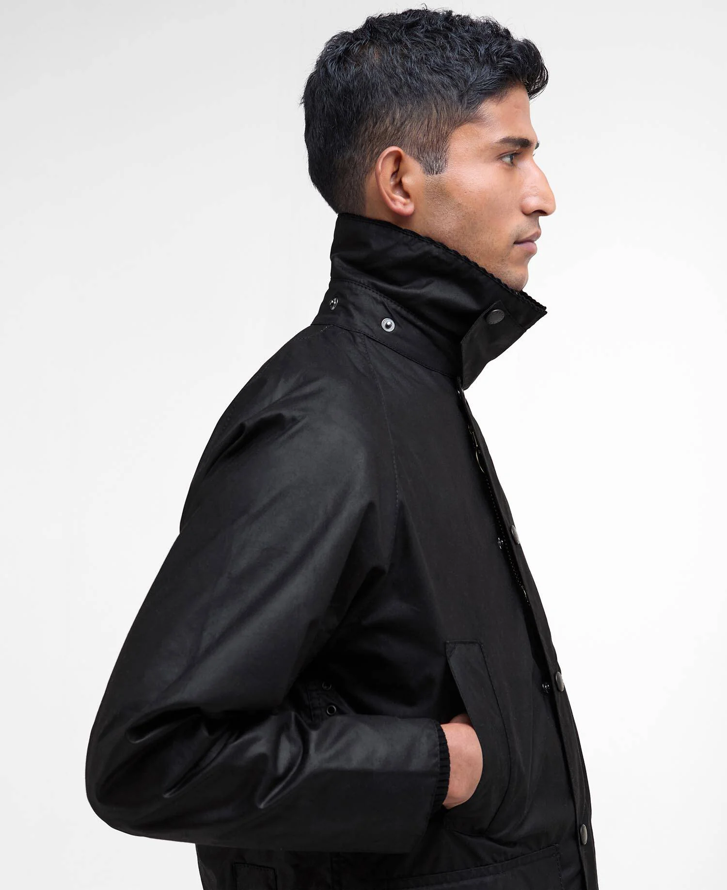 Bedale Waxed Jacket - Black - Image 4