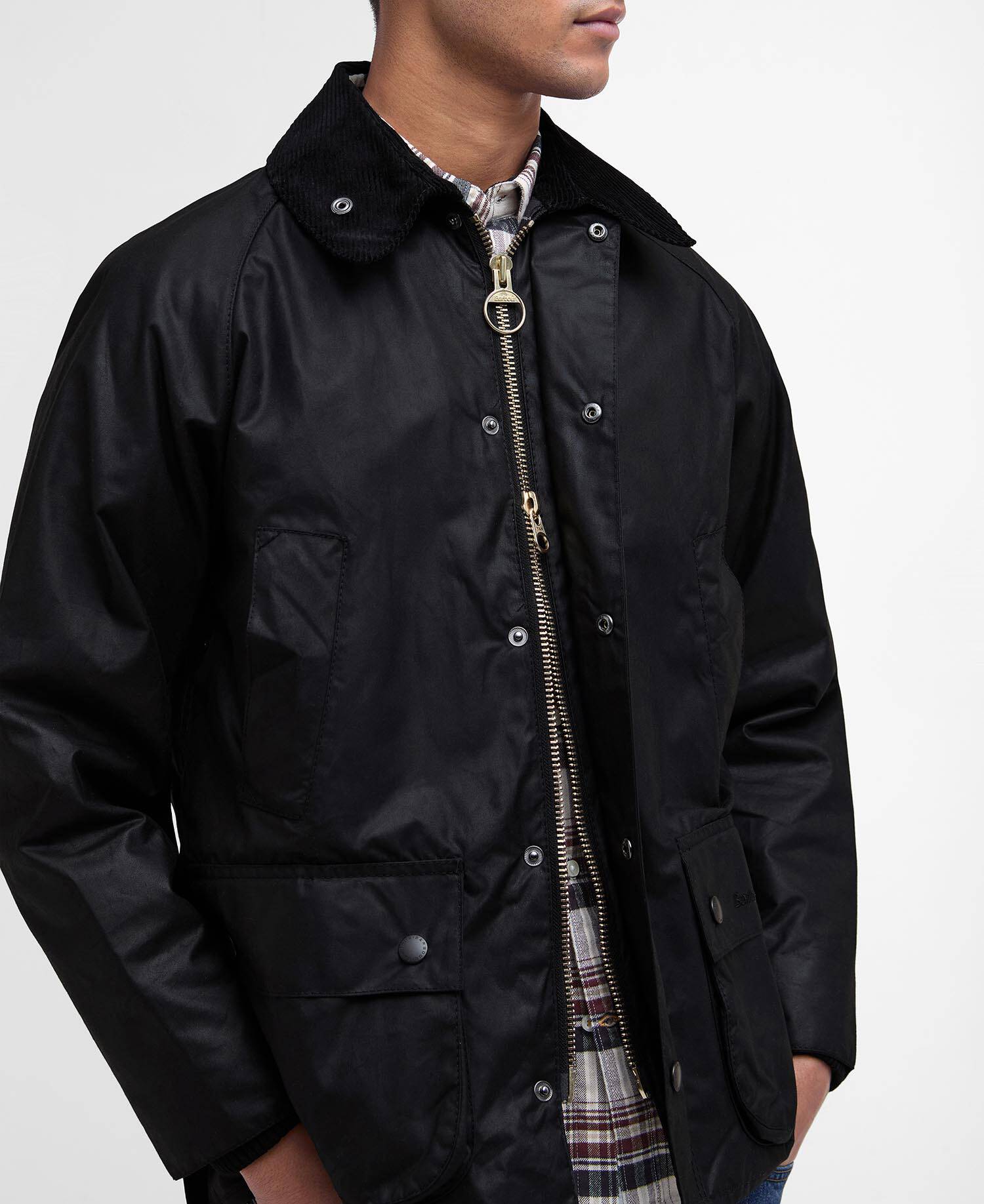 Bedale Waxed Jacket - Black - Image 6