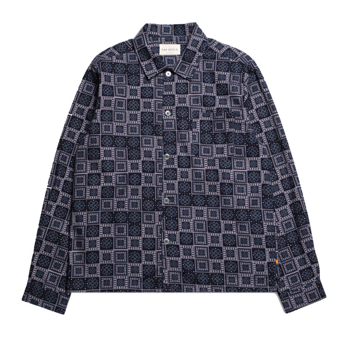 Busey Shirt Stamp Print - Navy Iris Multi