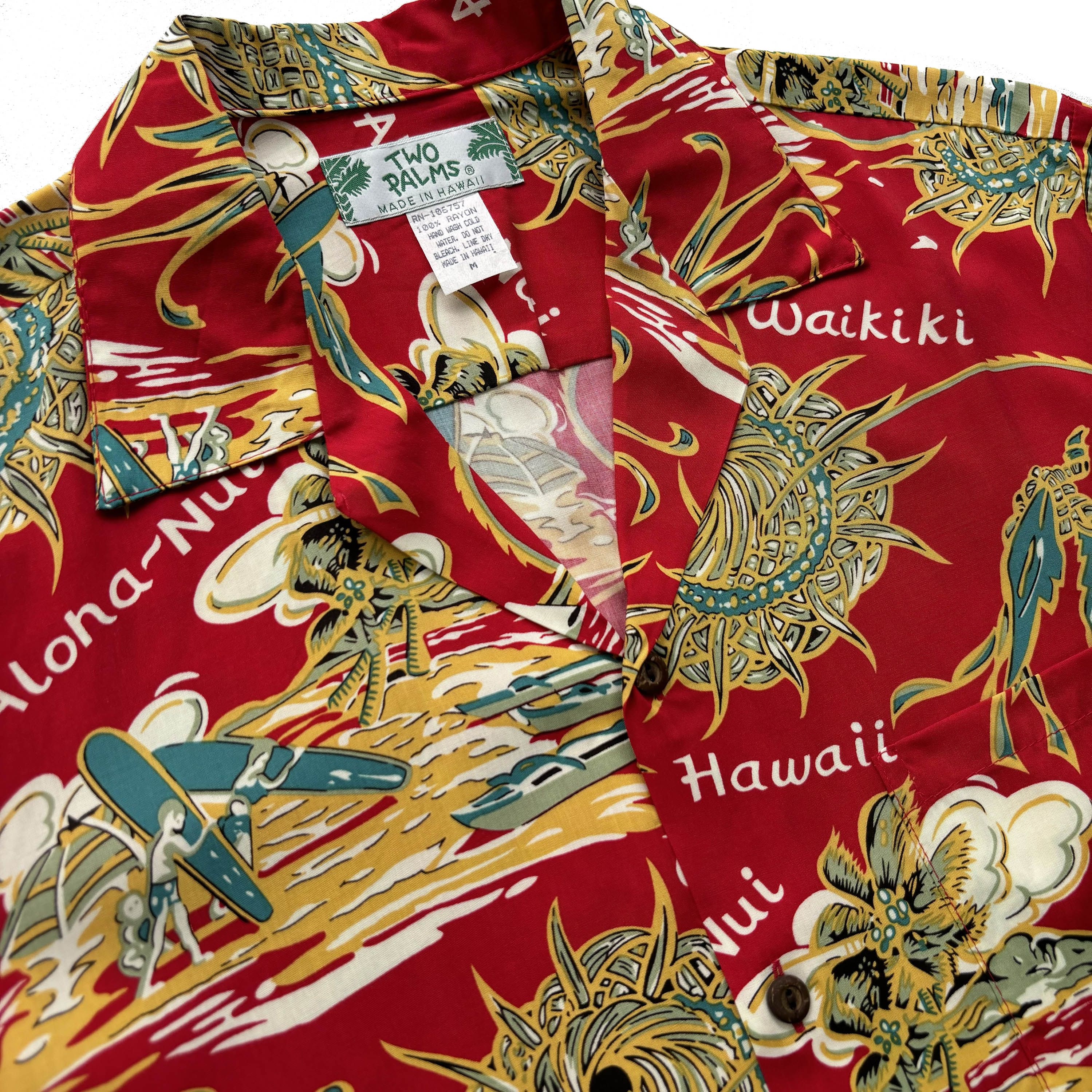 Classic Aloha Shirt - Red Hula Surf - Image 3