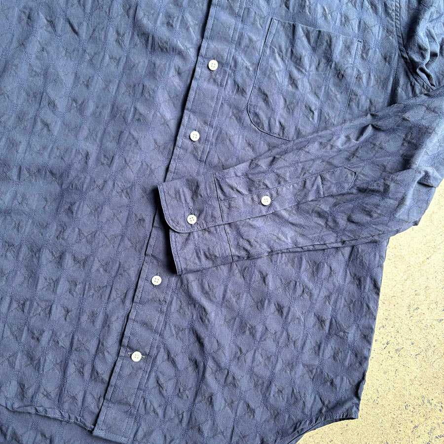 Classic Button Down - Japanese Ripple Jacquard Navy - Image 3