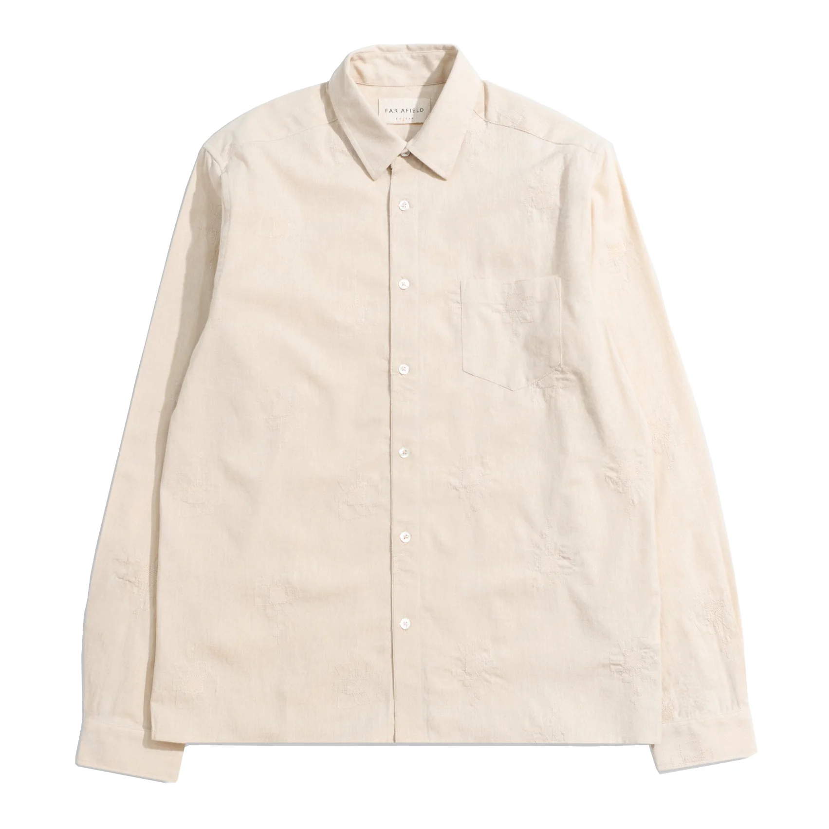 Embroidered Abstract Flower Shirt - Stone