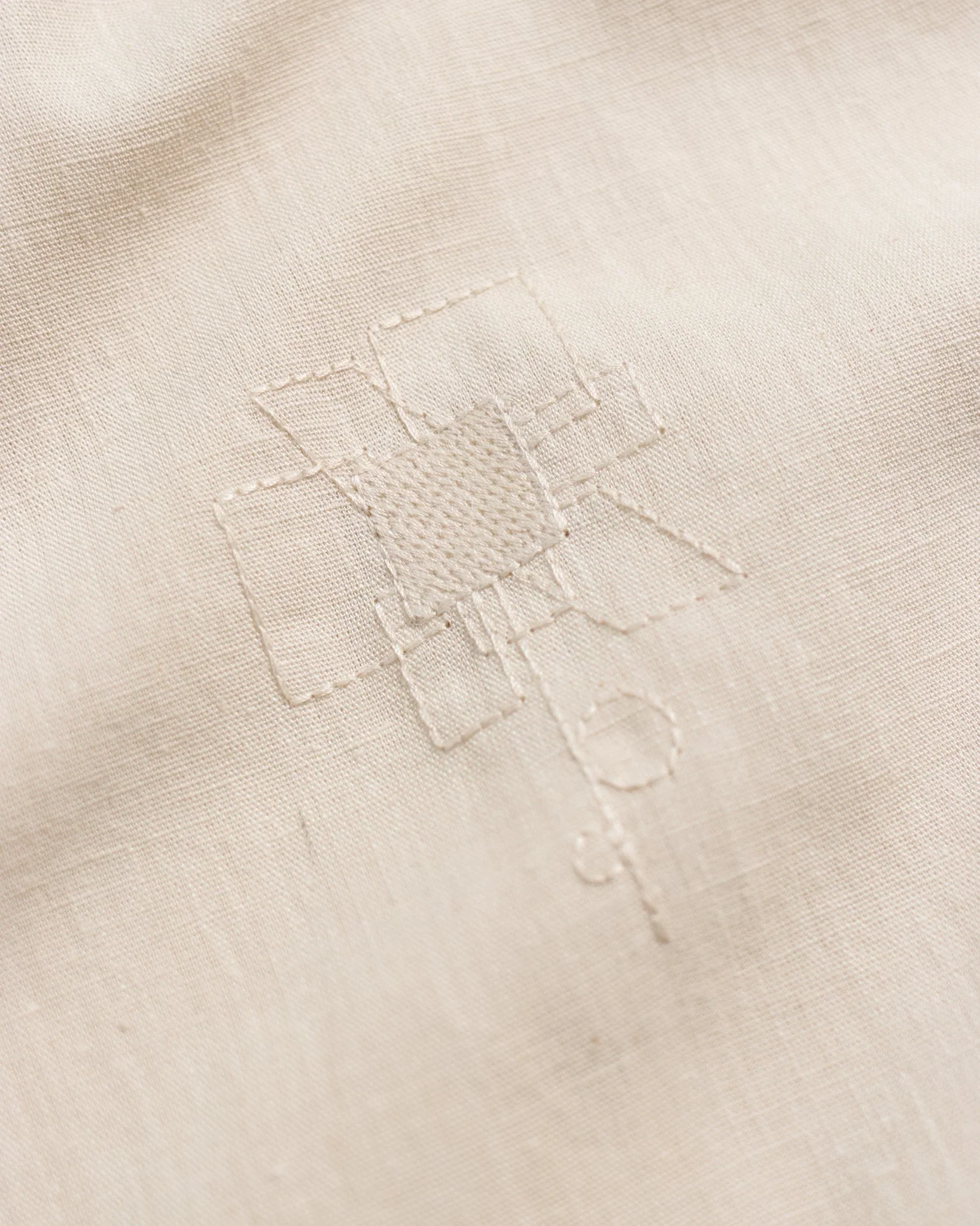 Embroidered Abstract Flower Shirt - Stone - Image 4