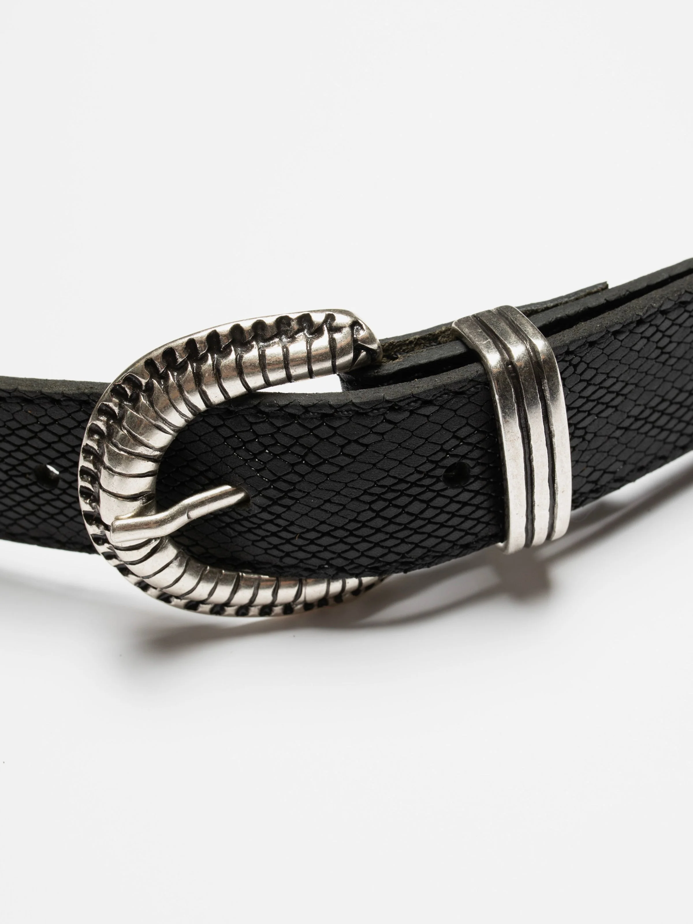 Faux Reptile Leather Belt - Black - Image 3