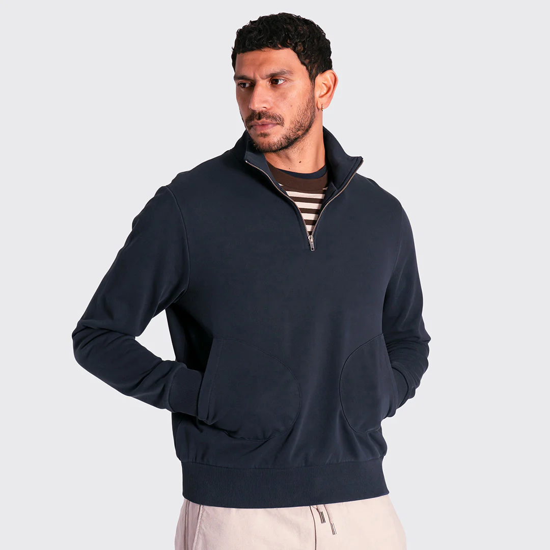 Funnel Neck Sweatshirt - Navy - Image 3