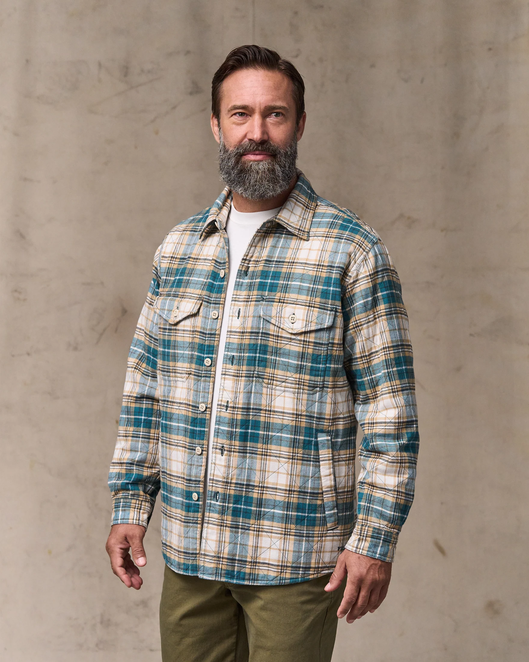 Insulated Flannel Jac-Shirt - Teal / Khaki Plaid - Image 7