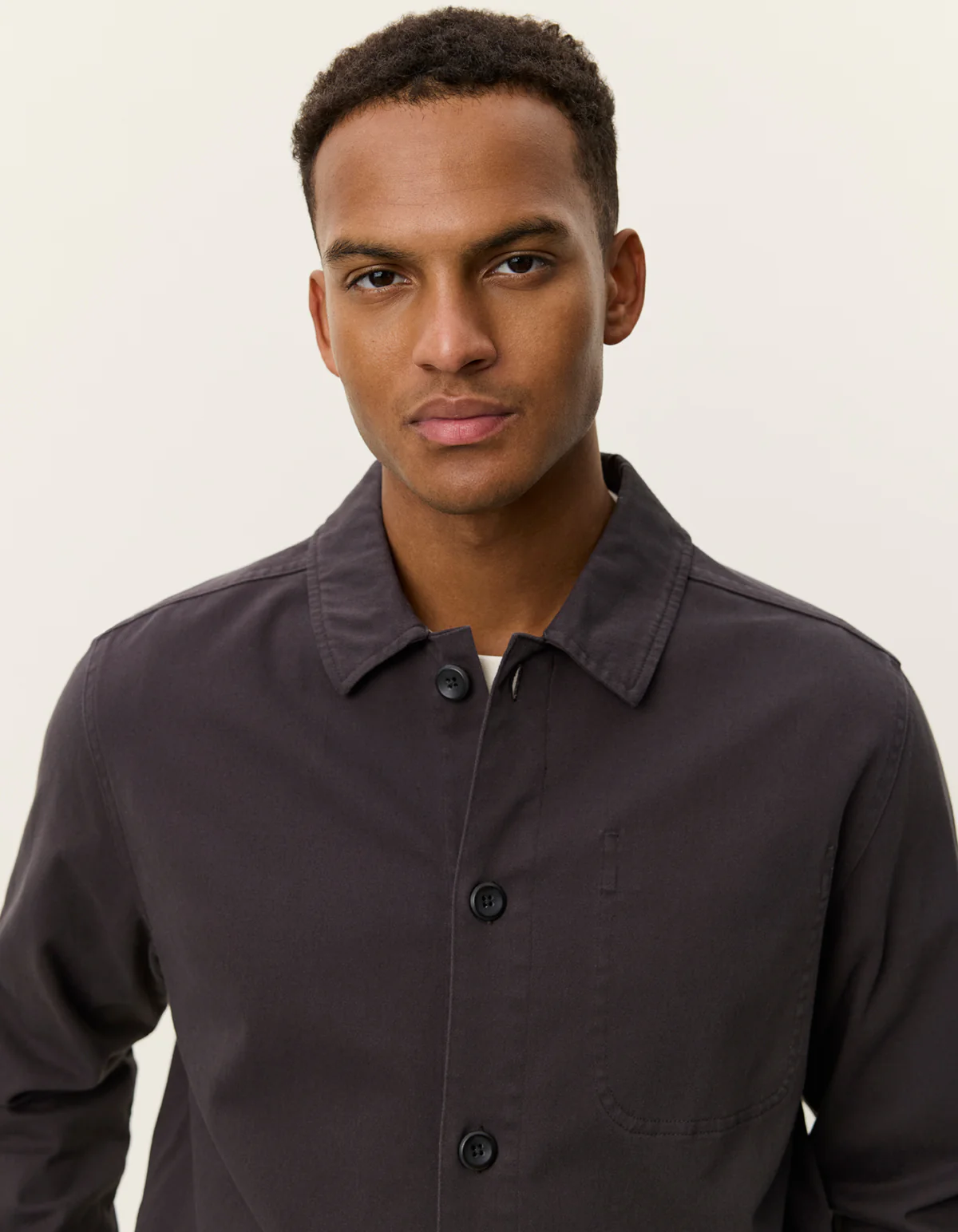 Layton Cotton Overshirt - Licorice - Image 3
