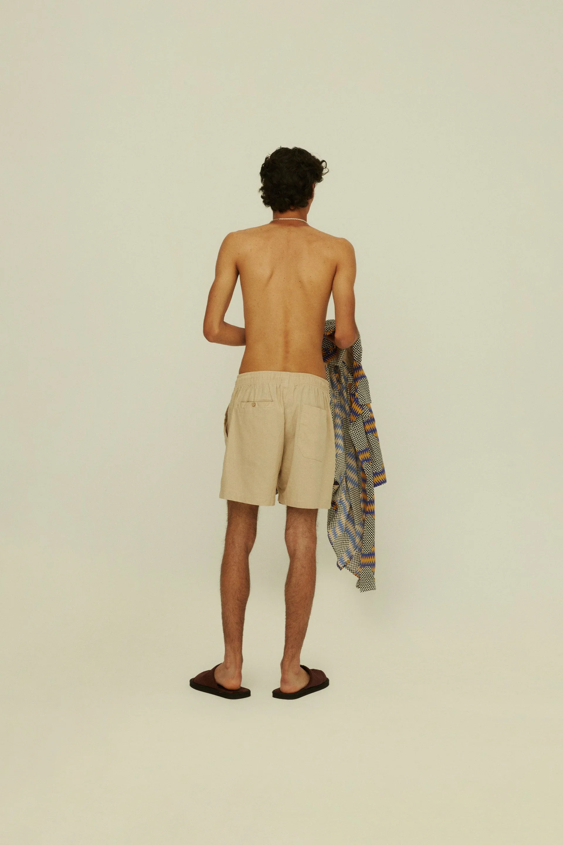 Linen Shorts - Beige - Image 3