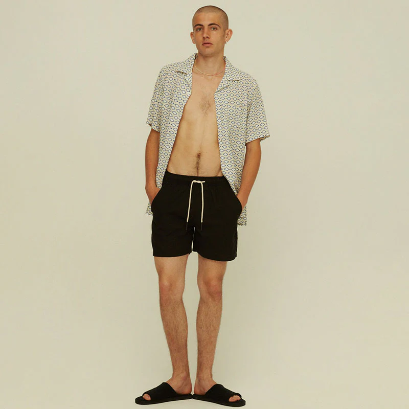 Linen Shorts - Black - Image 3