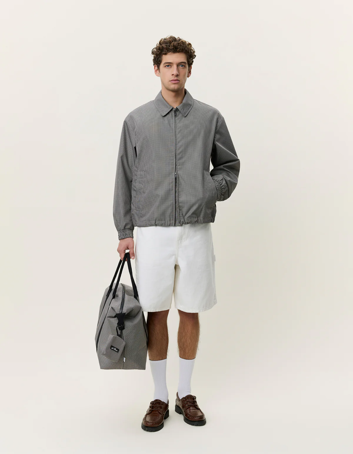 Mini Check Zipper Jacket - Incense Beige - Image 4