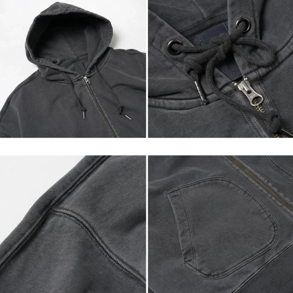 OG Pigment Dyeing Hood Zip Up Parka - Charcoal - Image 2