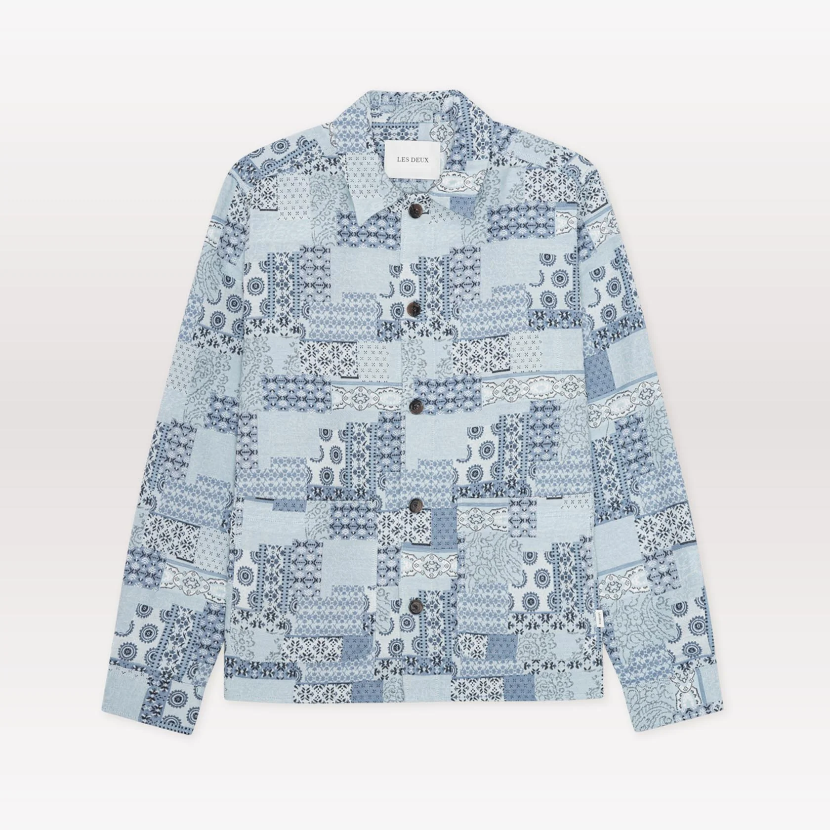 Patchwork Jacquard Overshirt - Skyway Blue