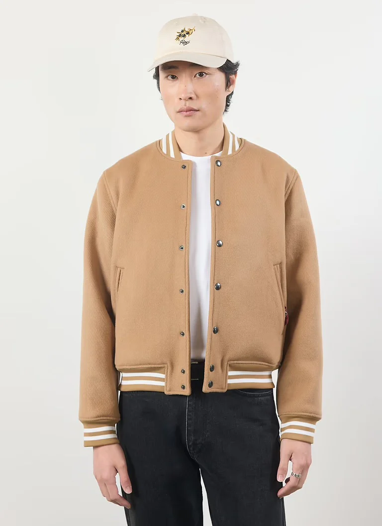 Puglia Varsity Bomber Jacket - Tan - Image 4
