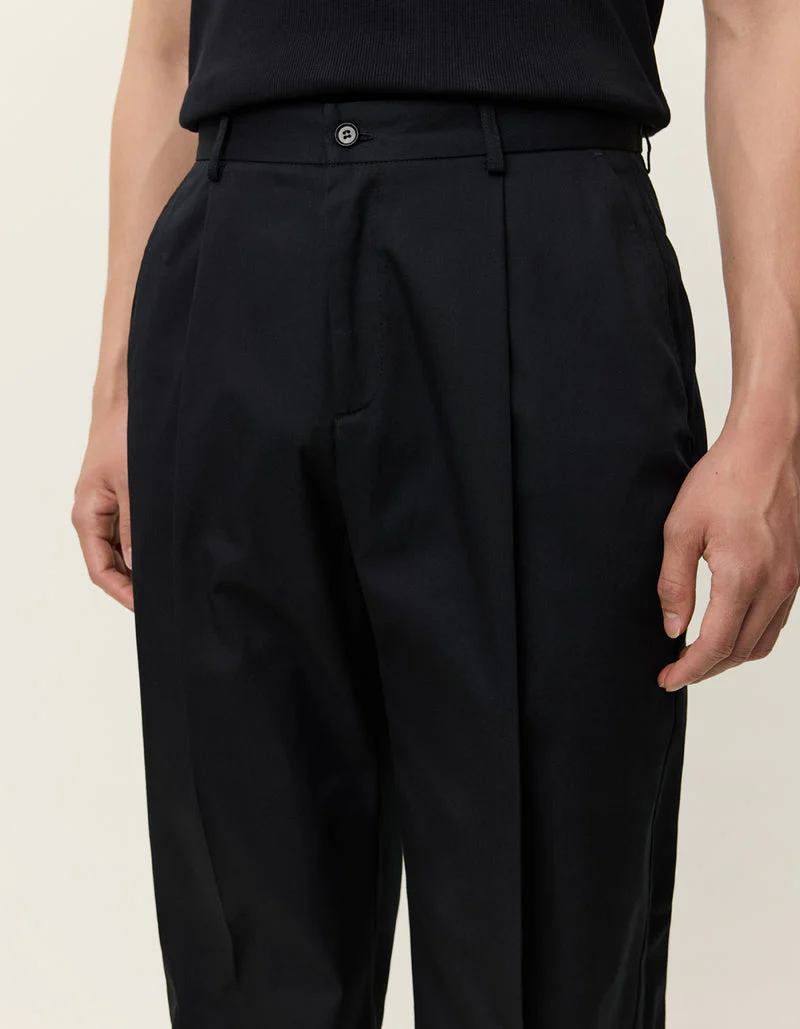 Reece Pleated Twill Pants - Black - Image 3