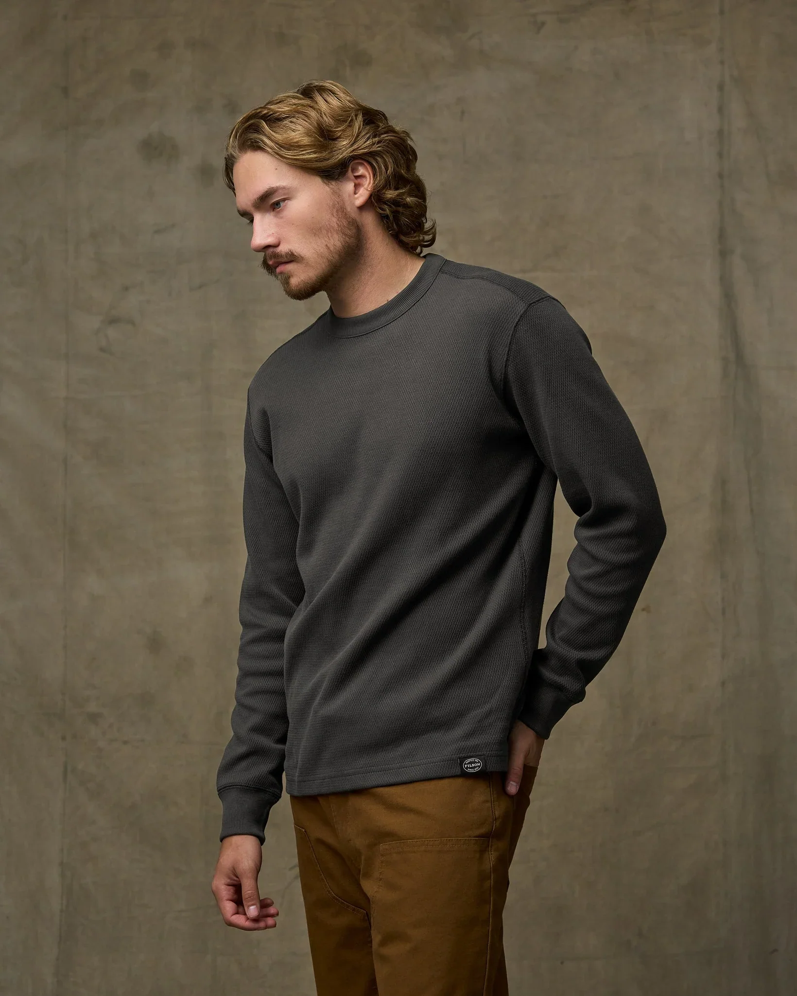 Waffle Knit Crew - Faded Black - Image 4