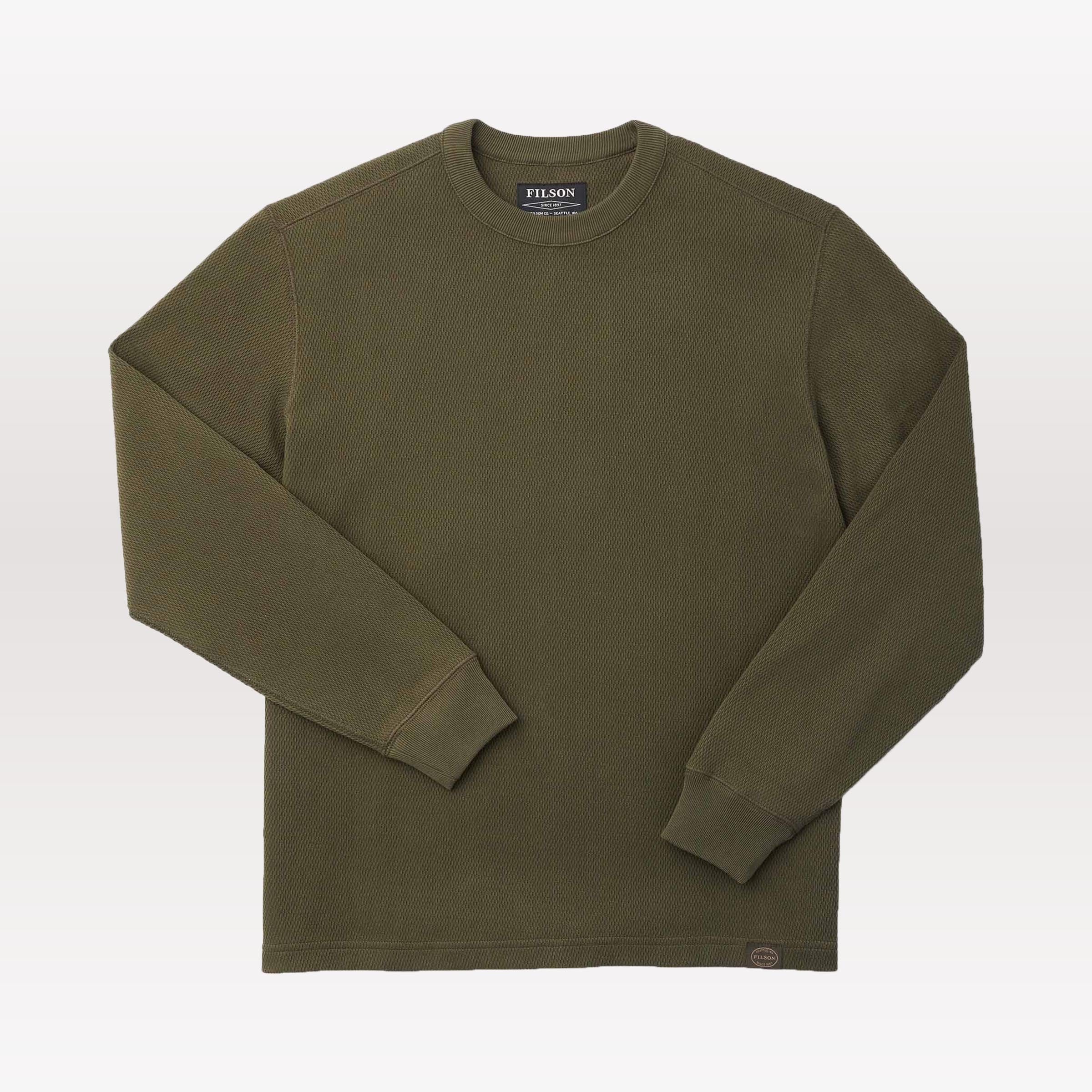 Waffle Knit Crew - Mossy Rock