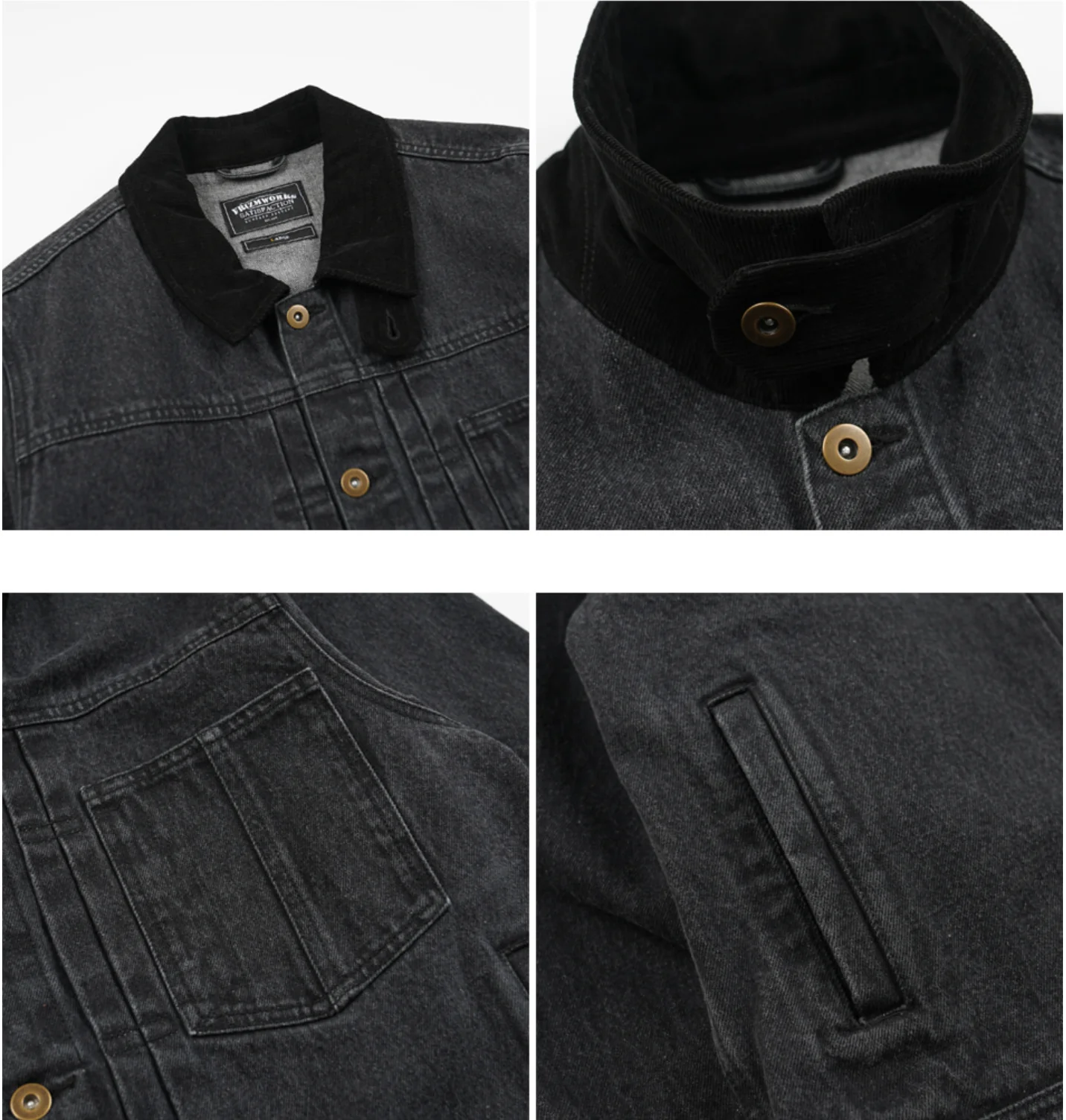Washed Denim Trucker Jacket - Black - Image 2
