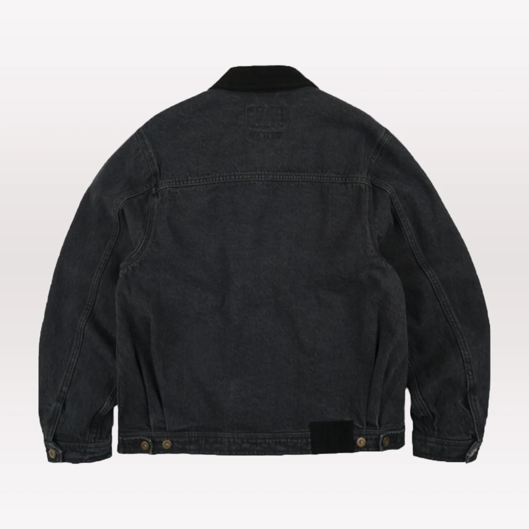 Washed Denim Trucker Jacket - Black - Image 3